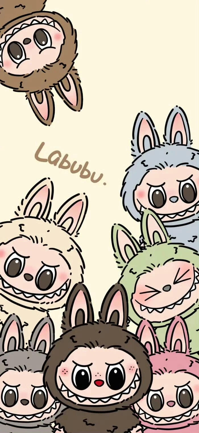 Labubu Pink Hand Draw Wallpaper